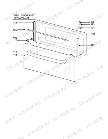 Взрыв-схема плиты (духовки) Zanussi ZDF290XC - Схема узла H10 Grill door assy